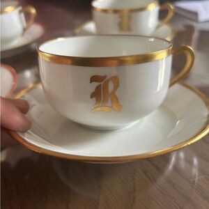 Haviland France porcelain cup and saucer set of 4 vintage limoges fine china